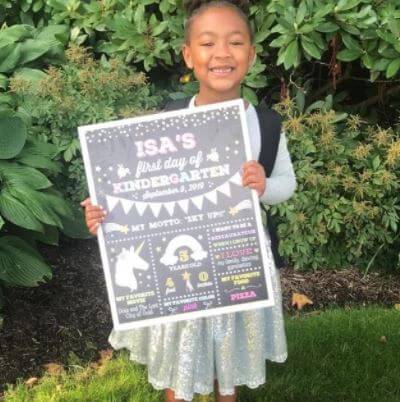 Isa Darden on her first day of Kinder garden